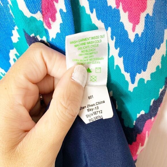 Lilly Pulitzer Kirkland Hearts A Flutter Chevron Keyhole Back Colorful Dress - 4 - Picture 11 of 14